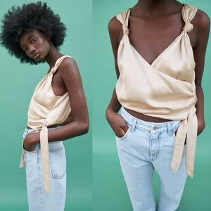 ZARA Satin Beige Top